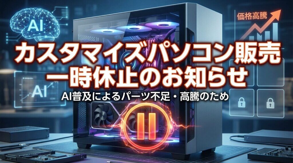 カスタマイズパソコン販売一時休止のお知らせ